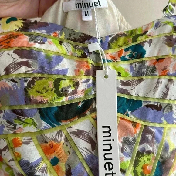 Minuet Floral Sweetheart Fit and Flare Dress, Blue/Green/Purple, Size Medium - Picture 4 of 16